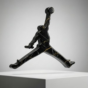Роскошный 3D-логотип Jordan из чёрного мрамора с золотыми прожилками, студийное освещение. — Galaxy Watch Шпалери