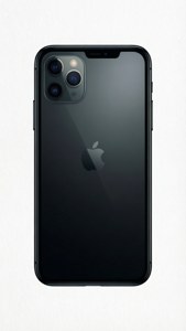 Мінімалістична ілюстрація силуету iPhone 11 Pro Max на білому тлі.