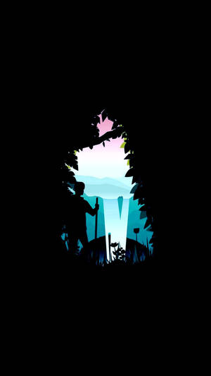 AMOLED-обои идущего человека на фоне красивых красок природы. — AMOLED Шпалери