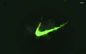 Неонова зеленая естетика логотипа Nike