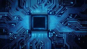 Футуристичний візерунок неонової синьої плати — Неоновий синій Шпалери