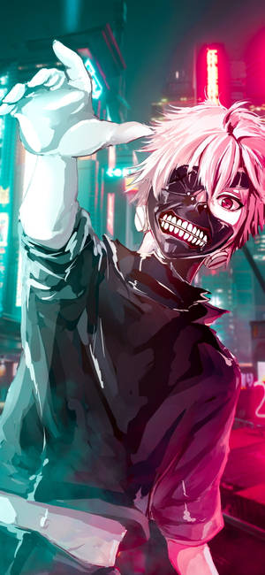 Неоновая эстетика Tokyo Ghoul для iPhone — iPhone 14 Pro Max Шпалери