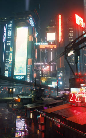 Огни ночного города в Cyberpunk для Android — RedMagic Astra 2 Шпалери
