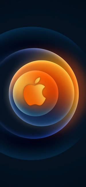 Обои оранжевый круг логотип Apple — iPhone 12 Шпалери