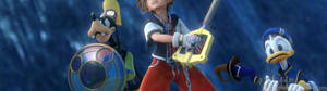 Обои с Сорой, Дональдом Даком и Гуфи из Disney в Kingdom Hearts 3 — 3840x1080 Шпалери