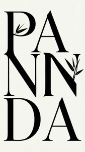 Мінімалістичний типографічний шпалери з текстом 'PANDA' та листком бамбука. — iPhone Se Шпалери