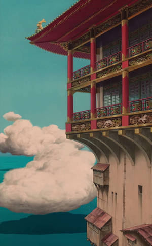 Пейзаж Studio Ghibli: замок над морем — Xiaomi Pad Mini Шпалери