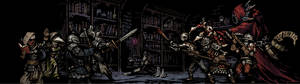 Обои HD для двух мониторов: Некромант против героев в Darkest Dungeon — 3840x1080 Шпалери