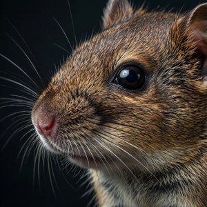 Драматичный крупный план морды полёвки с детализированными усиками. — Tecno Phantom Шпалери