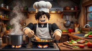 Готовьте с азартом вместе с аватаром шеф-повара Roblox на оживленной кухне.