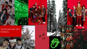 Обои с рождественским коллажем One Direction