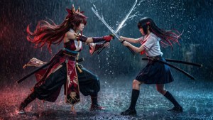 Екшн-шпалери з Рюко та Сацукі з Kill la Kill — Аніме пара гіф Шпалери