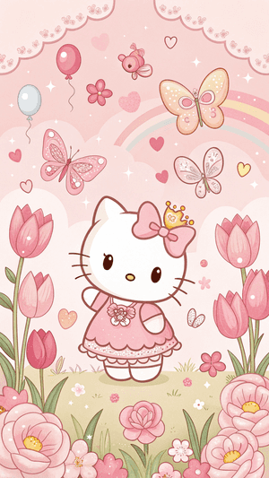 Sanrio,Мрійливий,Химерний,Рожевий,Кавайний,Милий,Веселка,Повітряні кульки,Hello Kitty