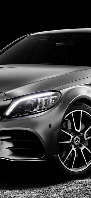 Серебряная фара Mercedes Benz iPhone — Samsung S23 Шпалери