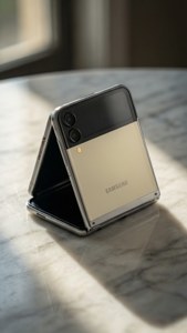 Елегантні мінімалістичні шпалери із Galaxy Z Flip 5 на мармурі.