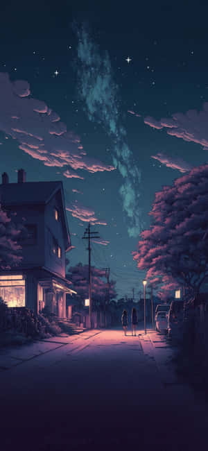 Аніме-естетичний фон — iPhone 13 Mini Шпалери