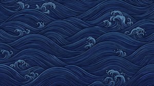 Японский темно-синий волновой узор с индиго и королевским синим. — Темно-синя естетика Шпалери