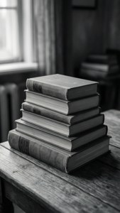 Вінтажна стопка книг у сірій естетиці — Сіра естетика Шпалери