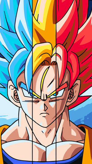 Dragon Ball Z супер Бролі Сан Гоку з різнокольоровим волоссям синього, жовтого та червоного кольорів. Популярне аніме.