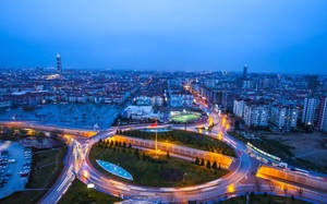 Обои таймлапс города Конья — Сумерки Шпалери