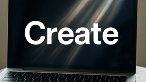 Минималистичные обои для MacBook с жирным словом «Твори».