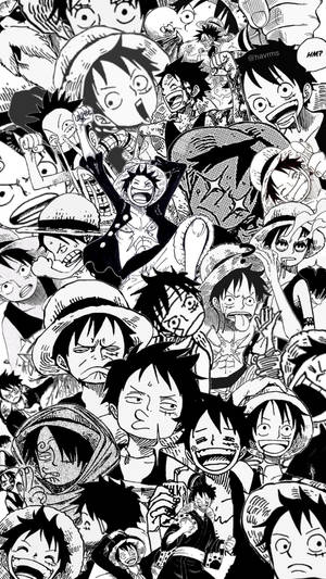Телефон Лазящий Луффи Коллаж Манги One Piece — Ван пис телефон Шпалери