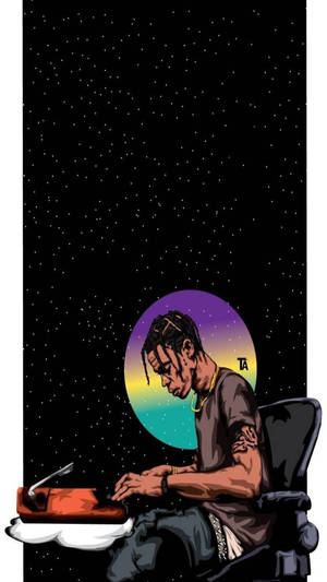 Художественные обои Astroworld с Travis Scott в космосе. — True Black Шпалери