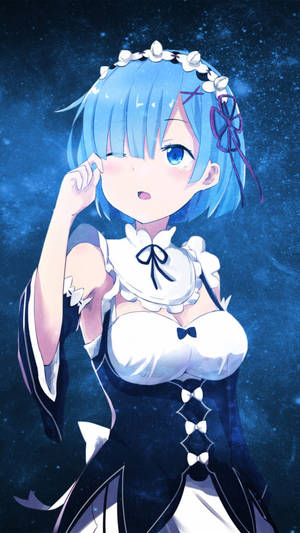 Фон для телефону з Рем із Re:Zero на тлі галактики — Галактика телефон Шпалери