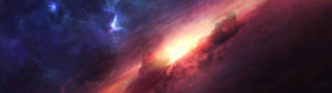 Обои розовая космическая туманность — 5120x1440 Шпалери