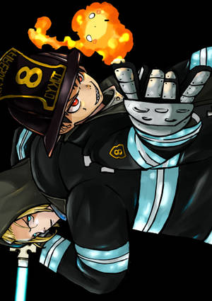 Обои Fire Force Синра и Артур с огненным шаром — OnePlus Pad 3 Pro Шпалери