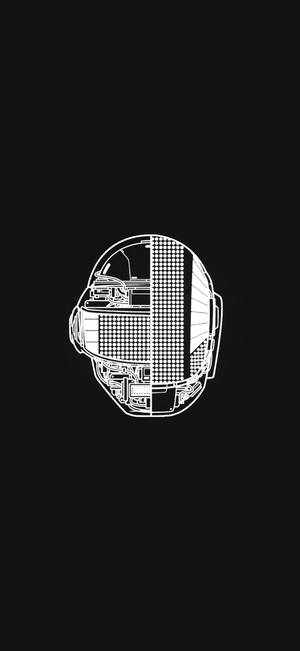 Обои с Daft Punk и внутренним видом их шлемов, слитых вместе.