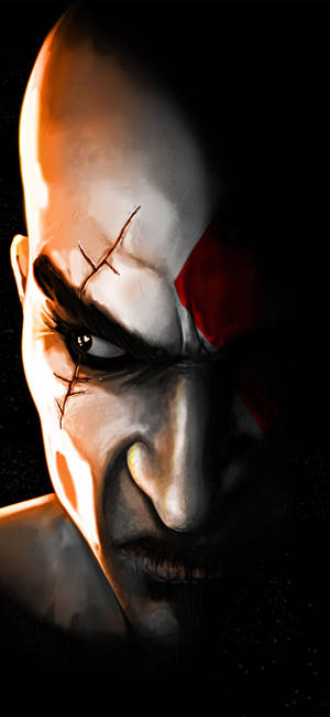 Обои с яростным Кратосом из игры God Of War — iPhone 13 Шпалери